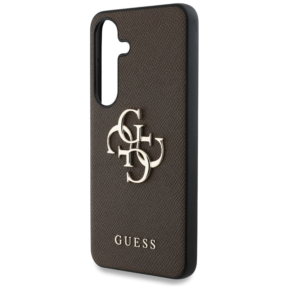 Étui pour Samsung Galaxy S25+ S936, Guess, 4G Grained Big and Classic Logo, Marron