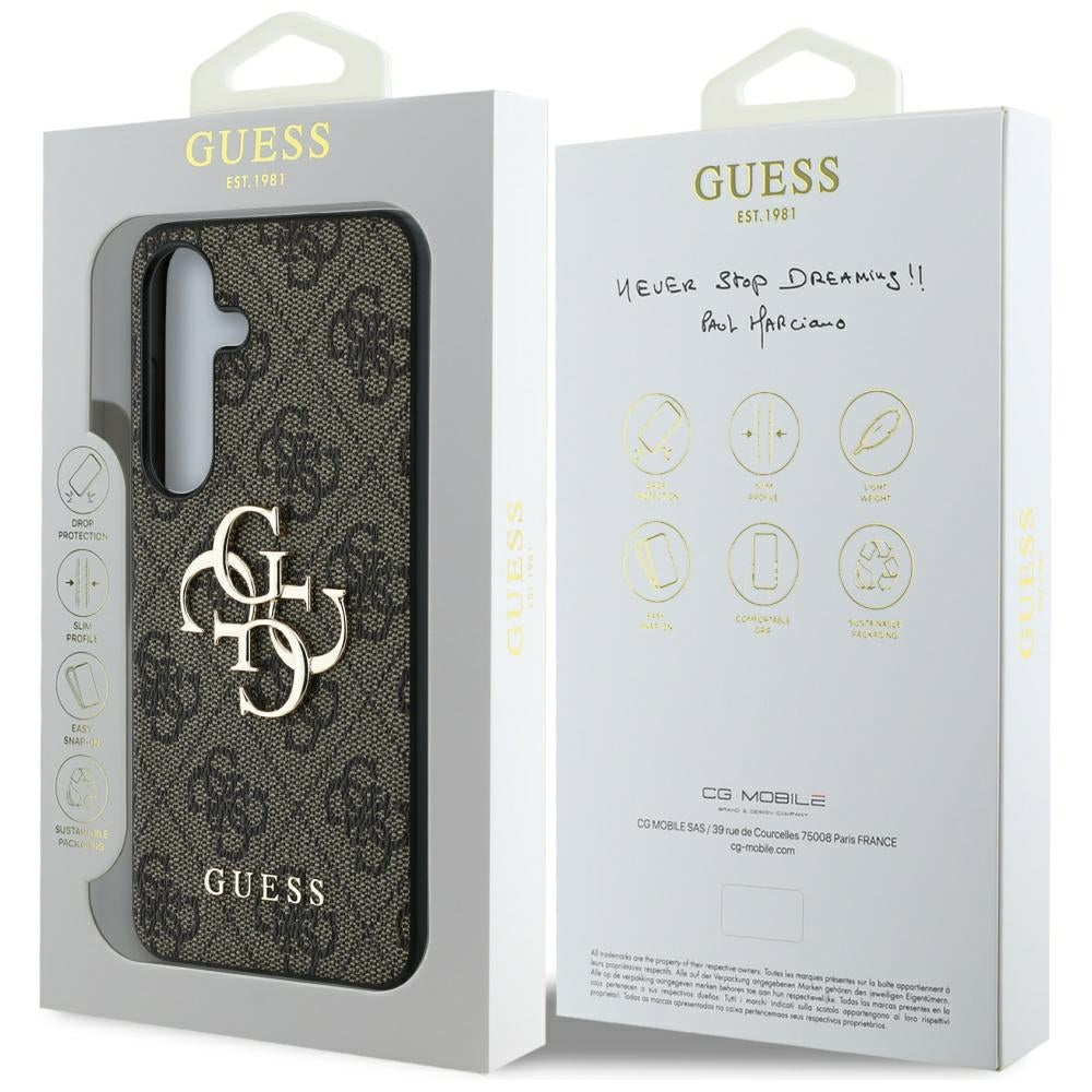 Hoes voor Samsung Galaxy S25 S931, Guess, 4G Big Logo, Bruin