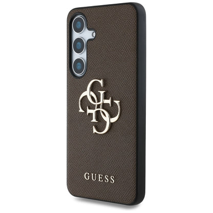 Étui pour Samsung Galaxy S25 S931, Guess, 4G Grained Big and Classic Logo, Marron
