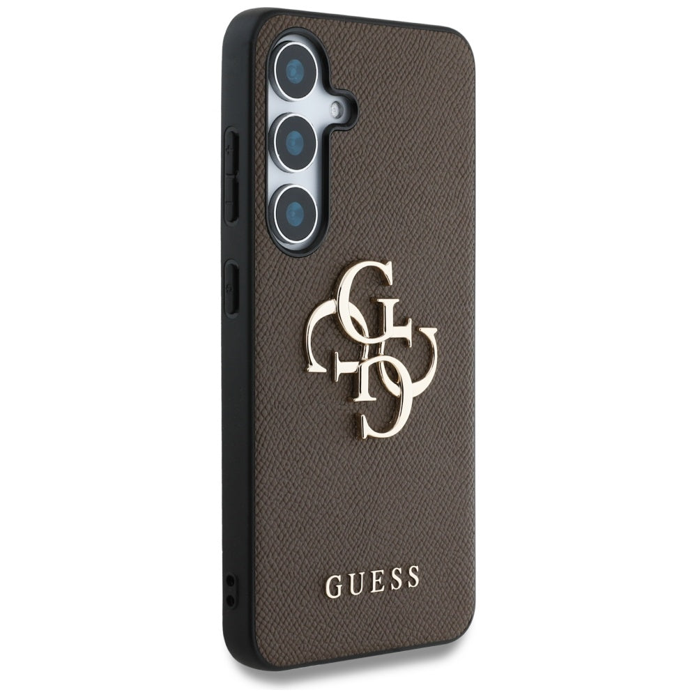 Étui pour Samsung Galaxy S25 S931, Guess, 4G Grained Big and Classic Logo, Marron