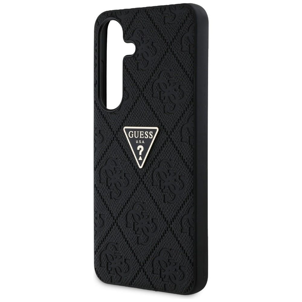 Hoes voor Samsung Galaxy S25 S931, Guess, Grained Hot Stamp 4G Triangle, Zwart