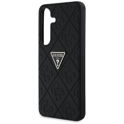 Hoes voor Samsung Galaxy S25 S931, Guess, Grained Hot Stamp 4G Triangle, Zwart