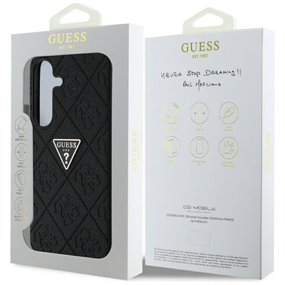 Hoes voor Samsung Galaxy S25 S931, Guess, Grained Hot Stamp 4G Triangle, Zwart