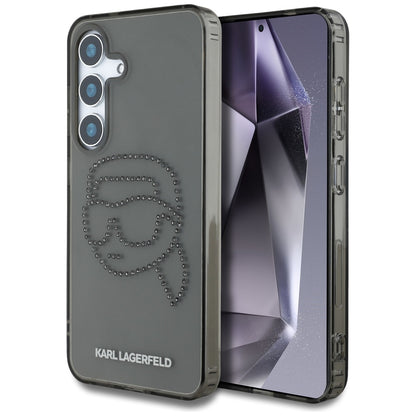 Hoes voor Samsung Galaxy S25 S931, Karl Lagerfeld, IML Rhinestones Karl's Head, Zwart