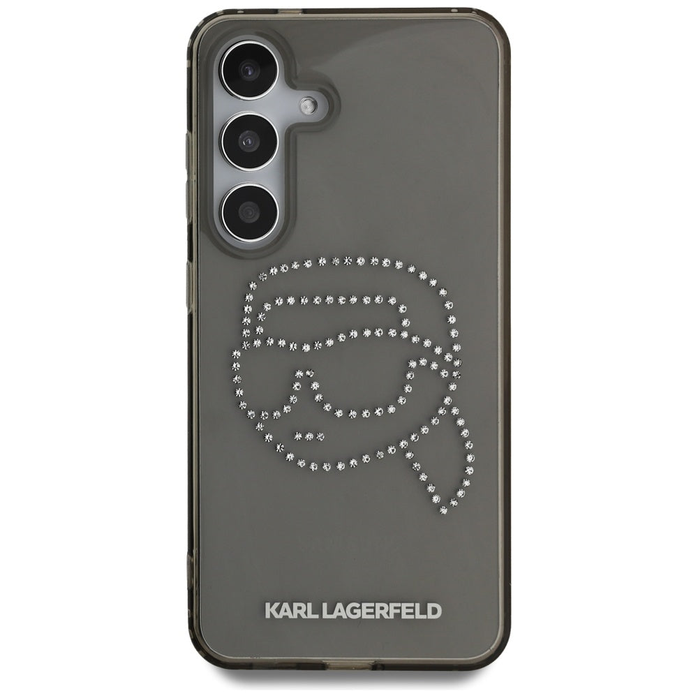 Hoes voor Samsung Galaxy S25 S931, Karl Lagerfeld, IML Rhinestones Karl's Head, Zwart