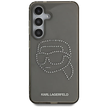 Hoes voor Samsung Galaxy S25 S931, Karl Lagerfeld, IML Rhinestones Karl's Head, Zwart