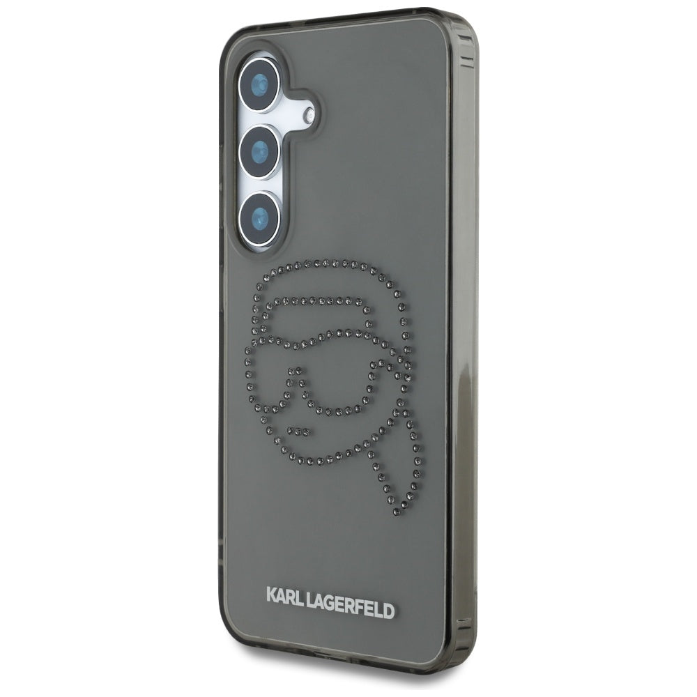 Hoes voor Samsung Galaxy S25 S931, Karl Lagerfeld, IML Rhinestones Karl's Head, Zwart
