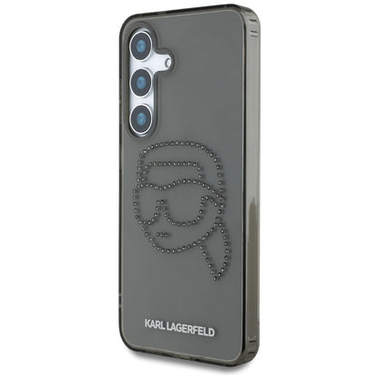 Hoes voor Samsung Galaxy S25 S931, Karl Lagerfeld, IML Rhinestones Karl's Head, Zwart