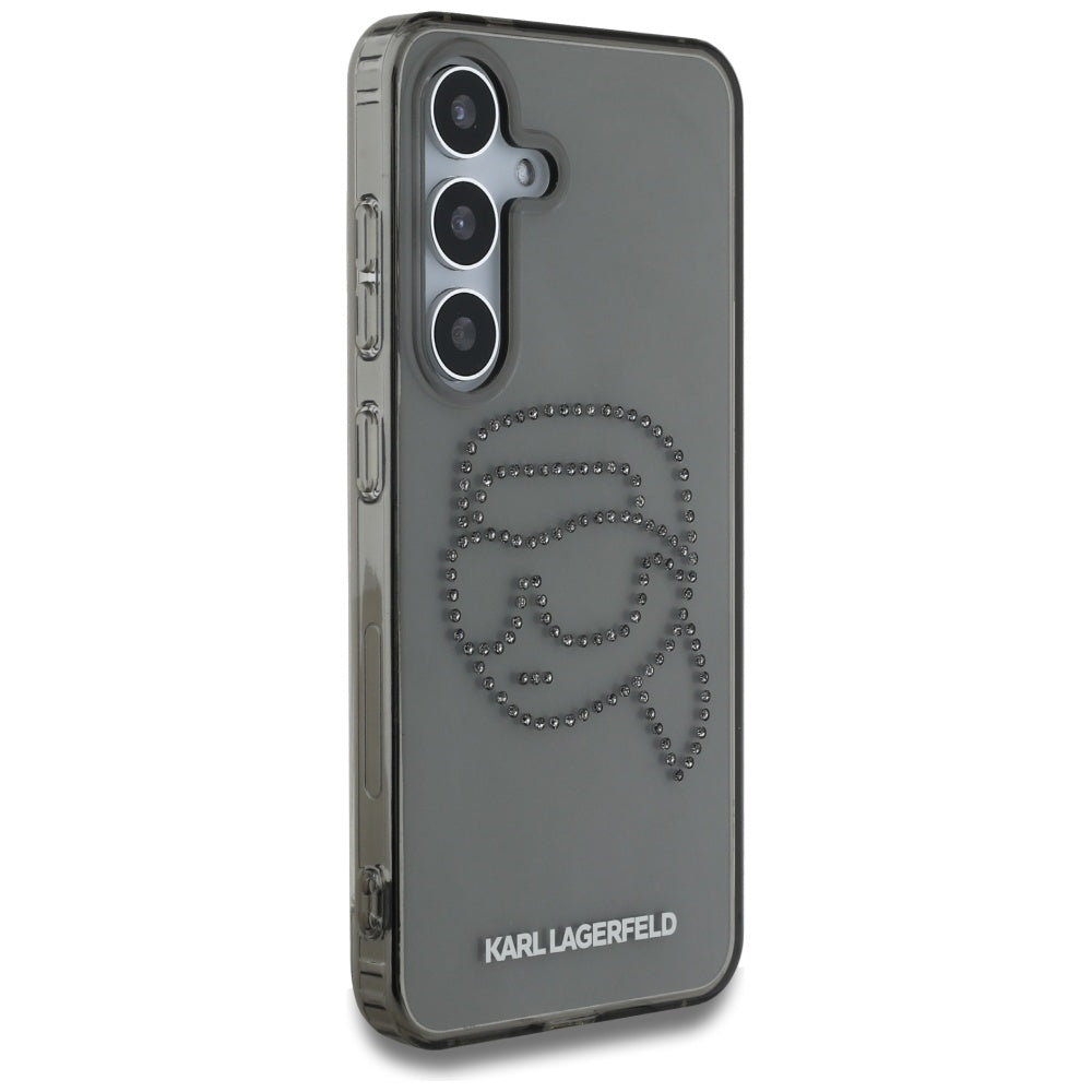 Hoes voor Samsung Galaxy S25 S931, Karl Lagerfeld, IML Rhinestones Karl's Head, Zwart