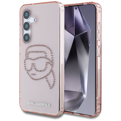 Hoes voor Samsung Galaxy S25 S931, Karl Lagerfeld, IML Rhinestones Karl's Head, Roze