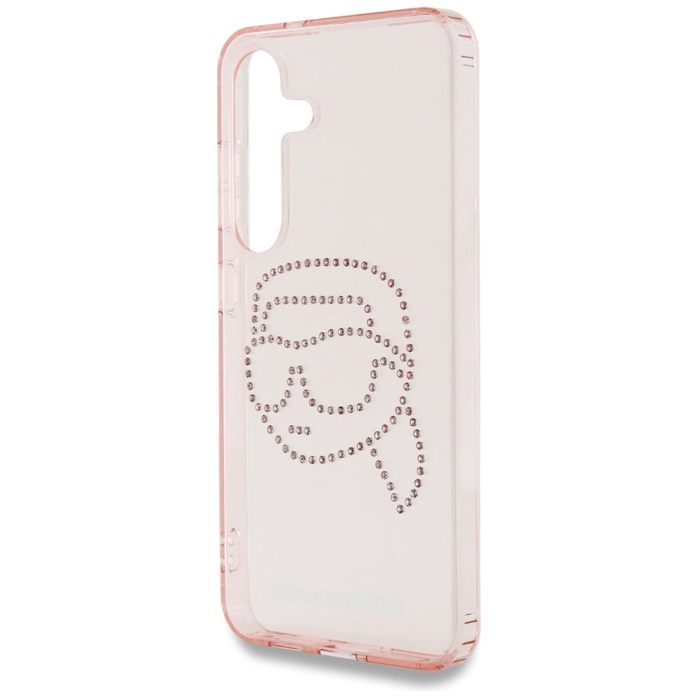 Hoes voor Samsung Galaxy S25 S931, Karl Lagerfeld, IML Rhinestones Karl's Head, Roze