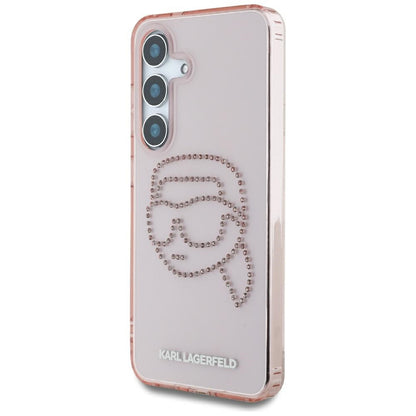 Hoes voor Samsung Galaxy S25 S931, Karl Lagerfeld, IML Rhinestones Karl's Head, Roze
