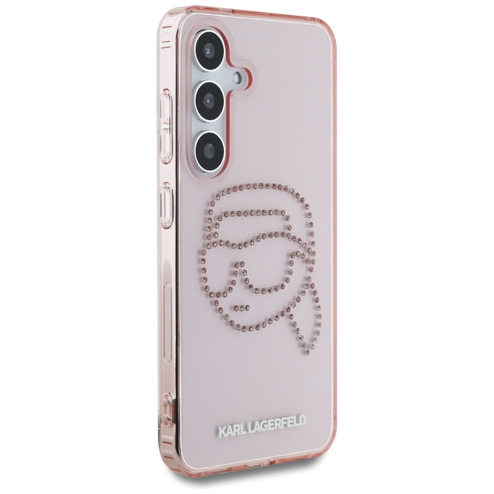 Hoes voor Samsung Galaxy S25 S931, Karl Lagerfeld, IML Rhinestones Karl's Head, Roze