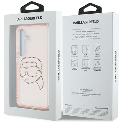 Hoes voor Samsung Galaxy S25 S931, Karl Lagerfeld, IML Rhinestones Karl's Head, Roze