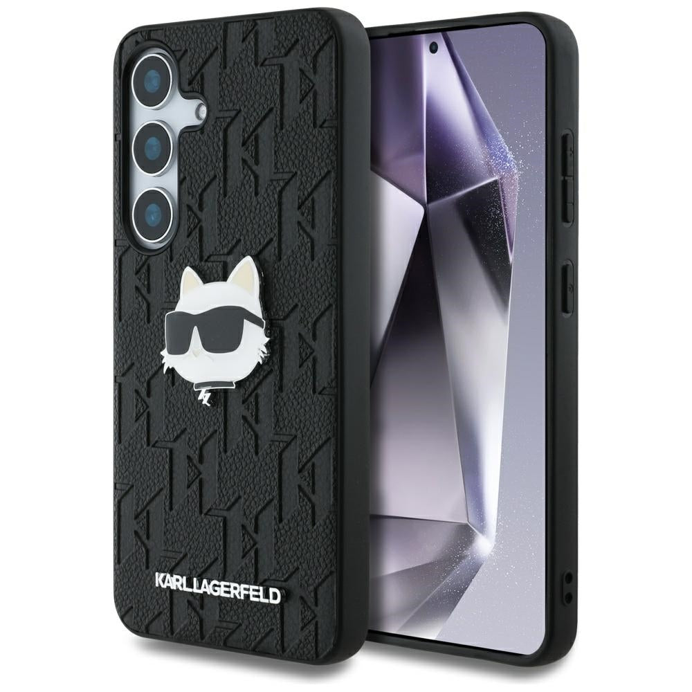 Hoes voor Samsung Galaxy S25 S931, Karl Lagerfeld, Monogram Choupette's Head, Zwart
