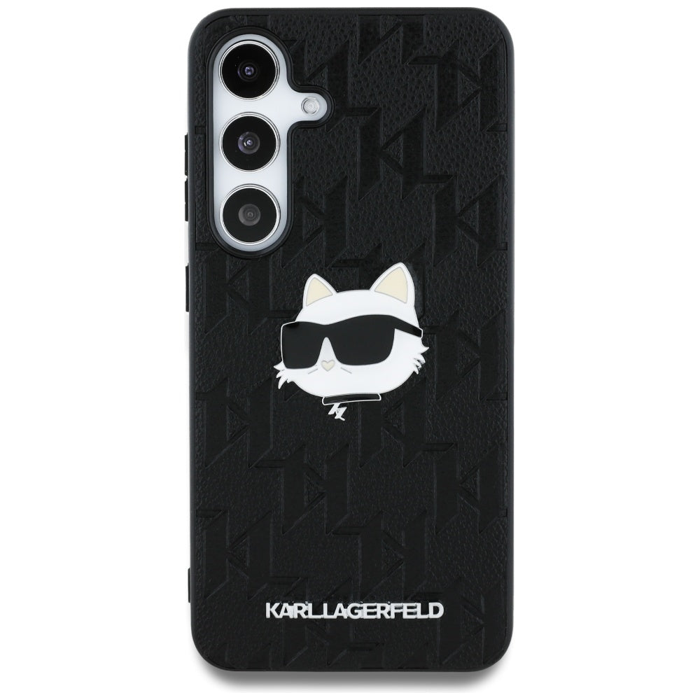 Hoes voor Samsung Galaxy S25 S931, Karl Lagerfeld, Monogram Choupette's Head, Zwart