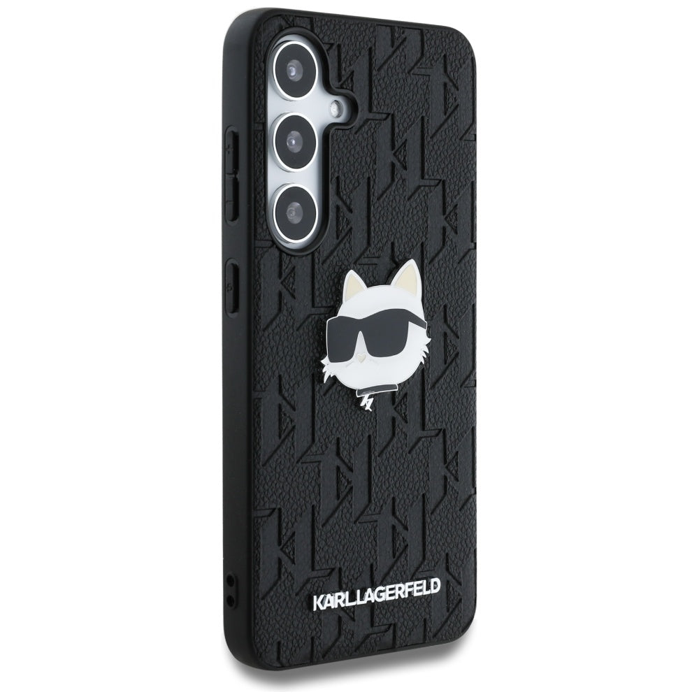 Hoes voor Samsung Galaxy S25 S931, Karl Lagerfeld, Monogram Choupette's Head, Zwart