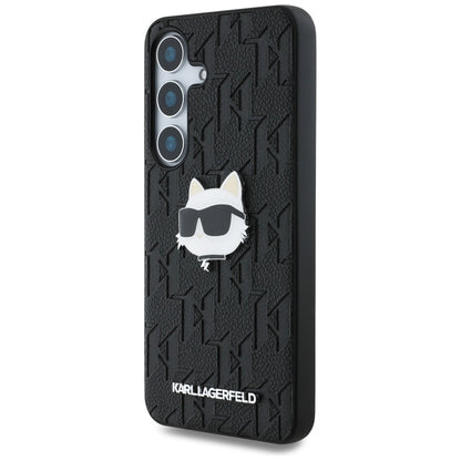 Hoes voor Samsung Galaxy S25 S931, Karl Lagerfeld, Monogram Choupette's Head, Zwart