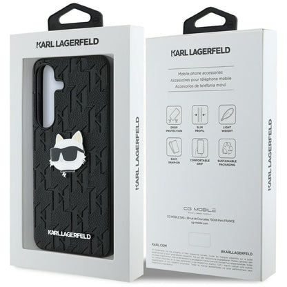 Hoes voor Samsung Galaxy S25 S931, Karl Lagerfeld, Monogram Choupette's Head, Zwart