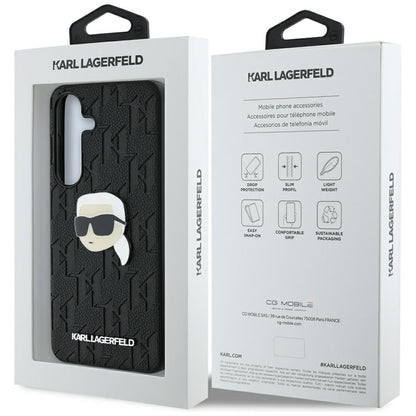 Étui pour Samsung Galaxy S25 S931, Karl Lagerfeld, Monogram Karl's Head, Noir