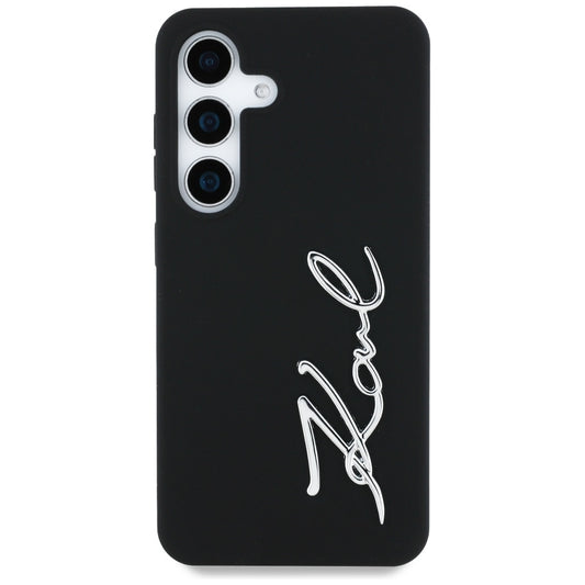 Housse pour Samsung Galaxy S25 S931, Karl Lagerfeld, Logo Métallique en Silicone, Noire