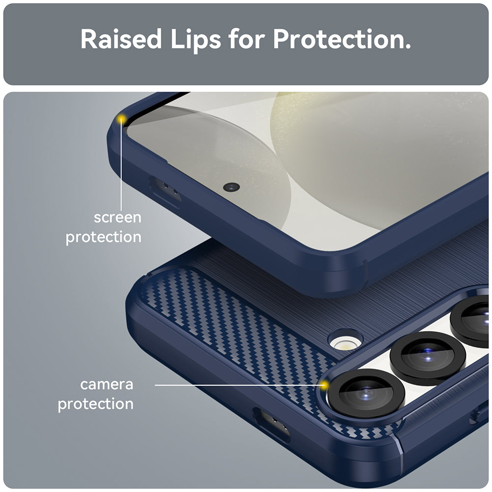 Coque pour Samsung Galaxy S25 S931, Techsuit, Carbone, Bleue