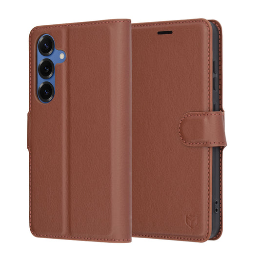 Hoes voor Samsung Galaxy S25 S931, Techsuit, Leather Folio, Bruin