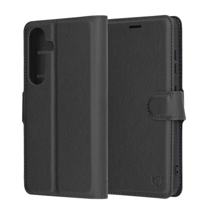Hülle für Samsung Galaxy S25 S931, Techsuit, Leder-Folio, Schwarz