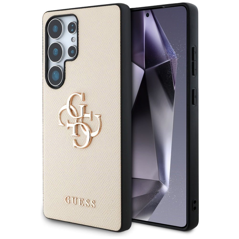Étui pour Samsung Galaxy S25 Ultra S938, Guess, 4G Grained Big and Classic Logo, Beige
