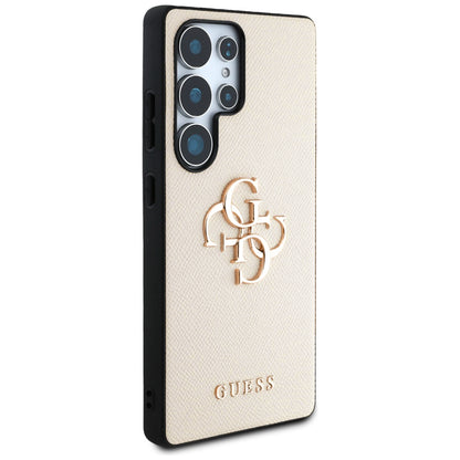 Étui pour Samsung Galaxy S25 Ultra S938, Guess, 4G Grained Big and Classic Logo, Beige