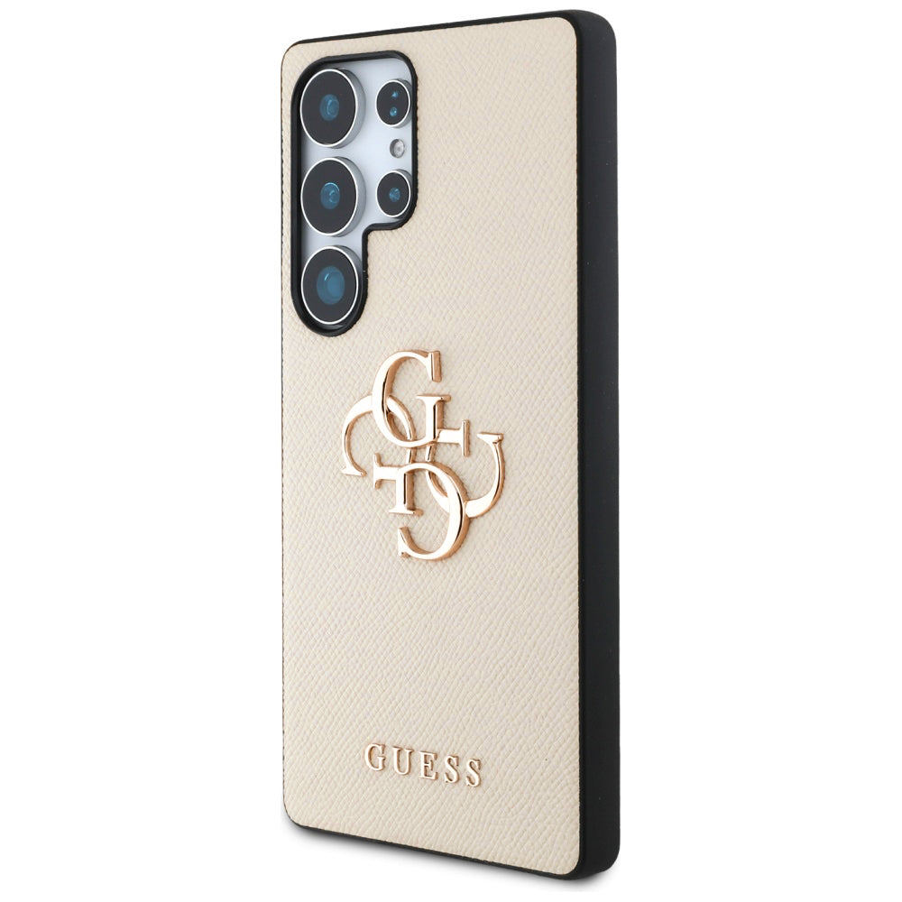 Étui pour Samsung Galaxy S25 Ultra S938, Guess, 4G Grained Big and Classic Logo, Beige