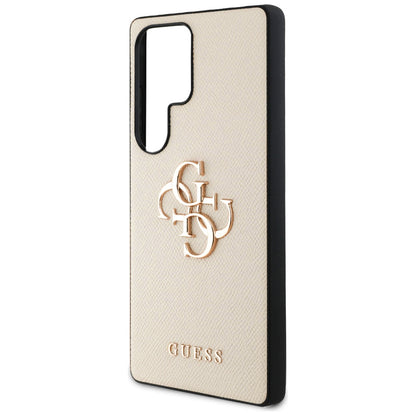 Étui pour Samsung Galaxy S25 Ultra S938, Guess, 4G Grained Big and Classic Logo, Beige
