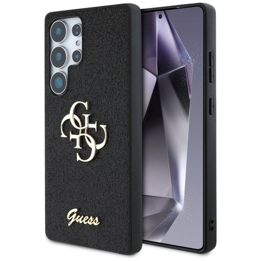 Étui pour Samsung Galaxy S25 Ultra S938, Guess, Glitter Big 4G Script, Noir