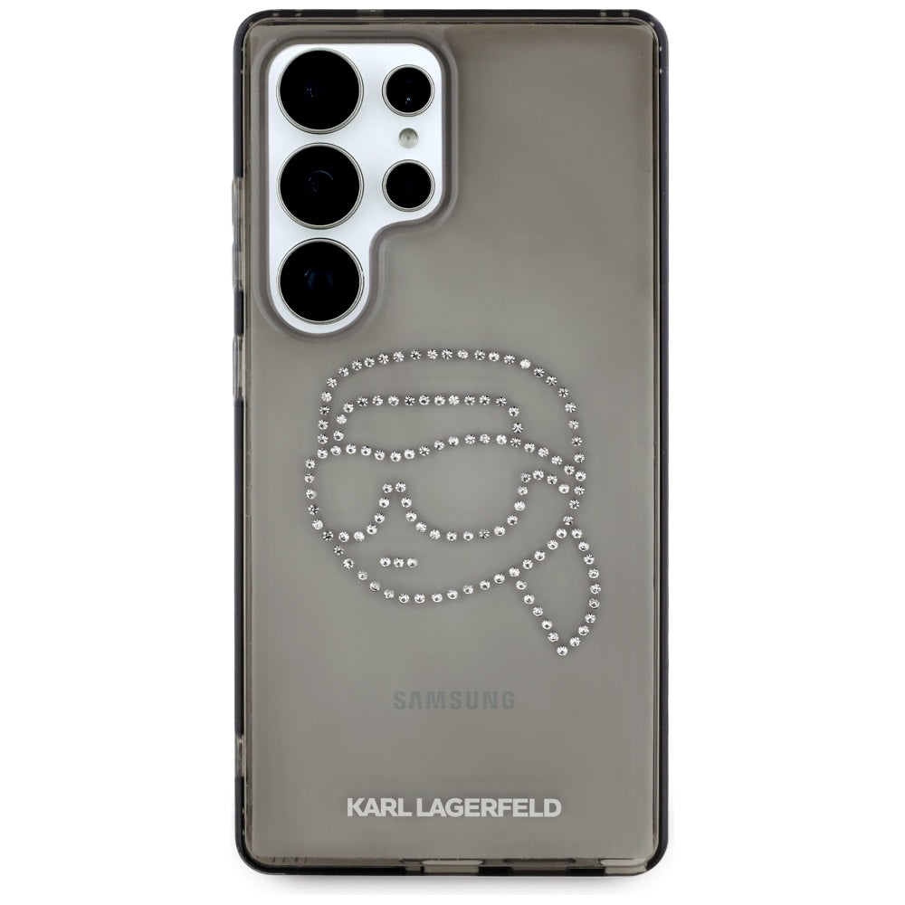 Housse pour Samsung Galaxy S25 Ultra S938, Karl Lagerfeld, IML Rhinestones Karl's Head, Noire