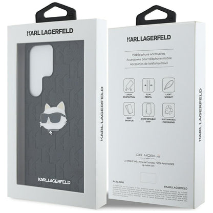Hoes voor Samsung Galaxy S25 Ultra S938, Karl Lagerfeld, Monogram Choupette's Head, Zwart