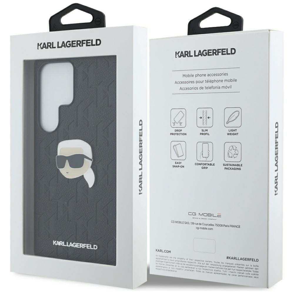 Hoes voor Samsung Galaxy S25 Ultra S938, Karl Lagerfeld, Monogram Karl's Head, Zwart