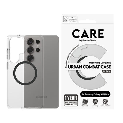 Étui pour Samsung Galaxy S25 Ultra S938, PanzerGlass, Care Urban Combat, Transparent Noir