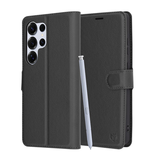 Coque pour Samsung Galaxy S25 Ultra S938, Techsuit, Leather Folio, Noire