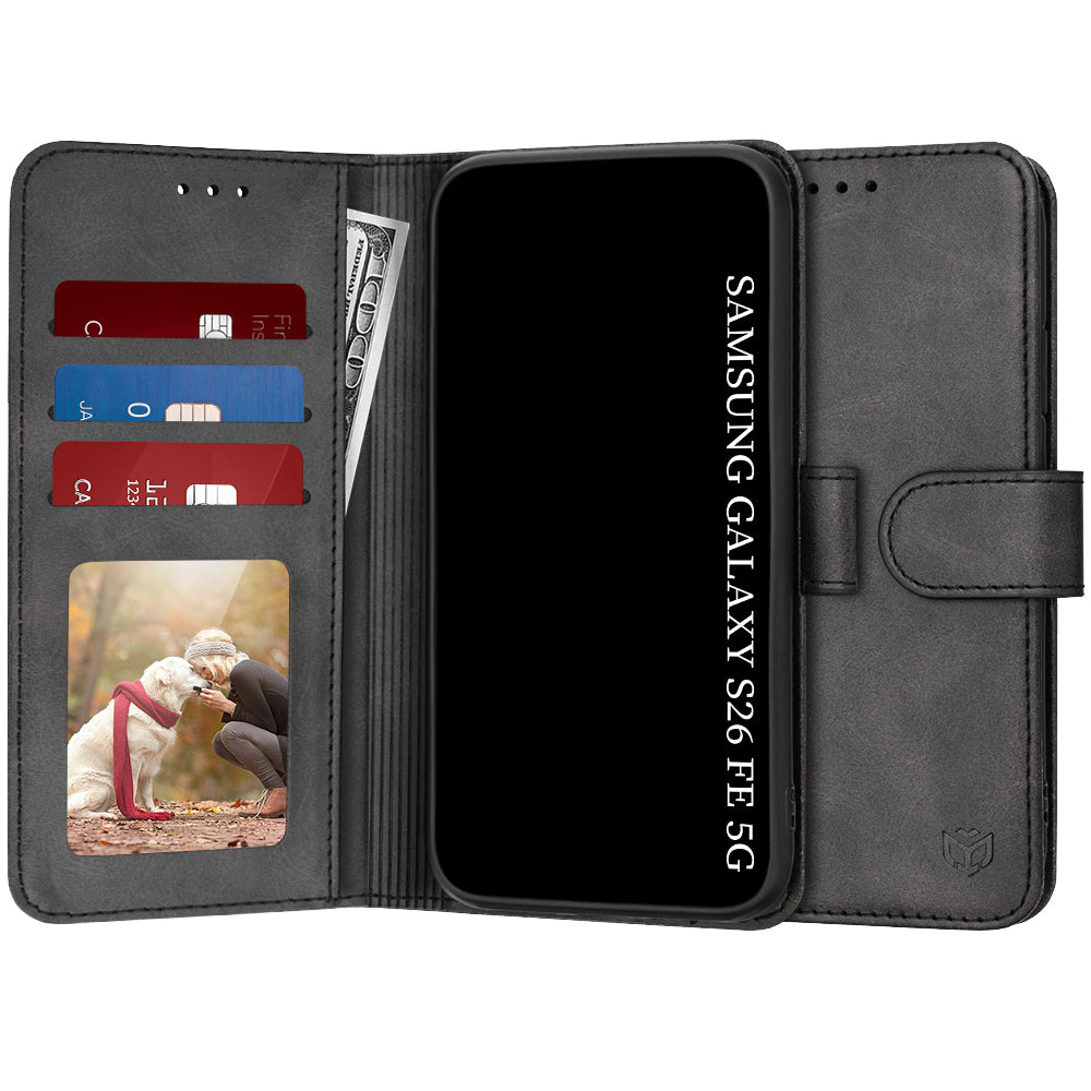 Coque pour Samsung Galaxy S26 FE / S25 FE, Techsuit, Diary Book, Noire