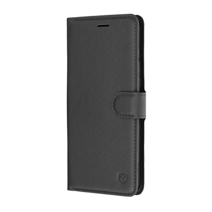 Hülle für Samsung Galaxy S26 FE / S25 FE, Techsuit, Leder-Folio, Schwarz