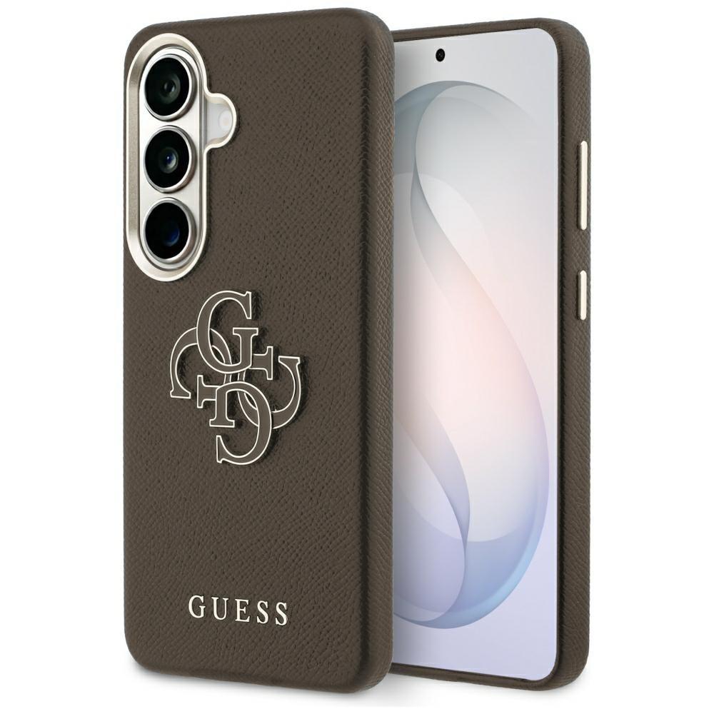Coque pour Samsung Galaxy S26 Plus S947, Guess, 4G Grained Big and Classic Logo, Marron