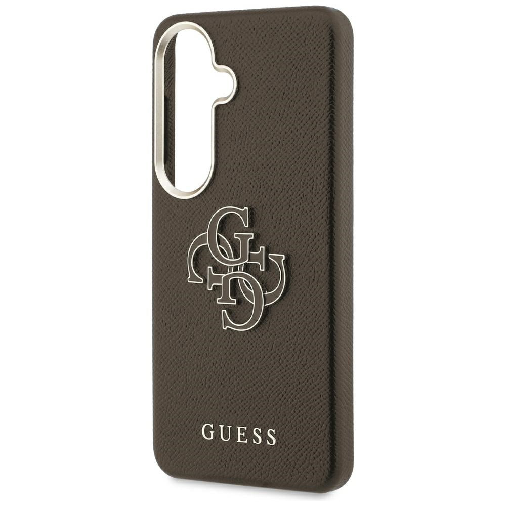 Coque pour Samsung Galaxy S26 Plus S947, Guess, 4G Grained Big and Classic Logo, Marron