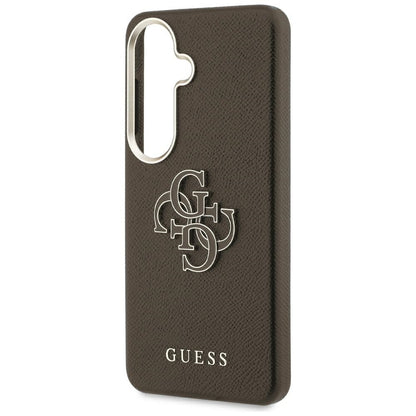 Coque pour Samsung Galaxy S26 Plus S947, Guess, 4G Grained Big and Classic Logo, Marron