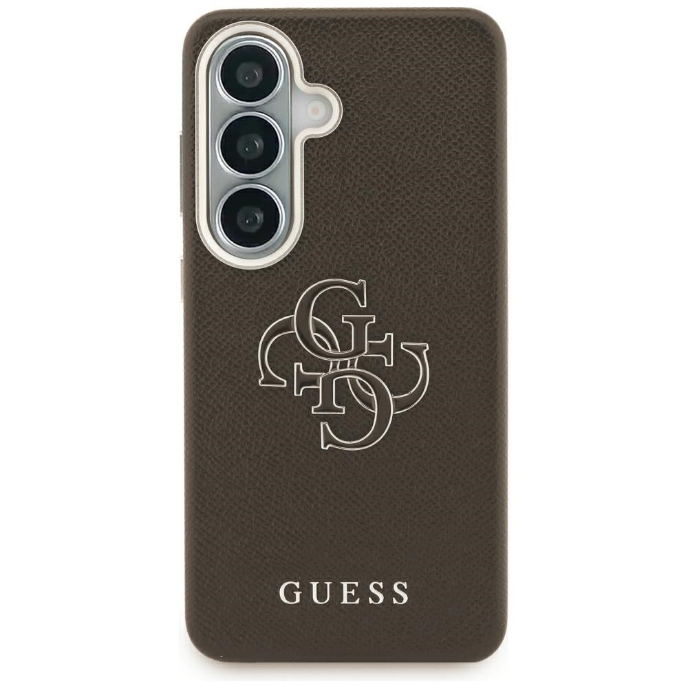 Coque pour Samsung Galaxy S26 Plus S947, Guess, 4G Grained Big and Classic Logo, Marron