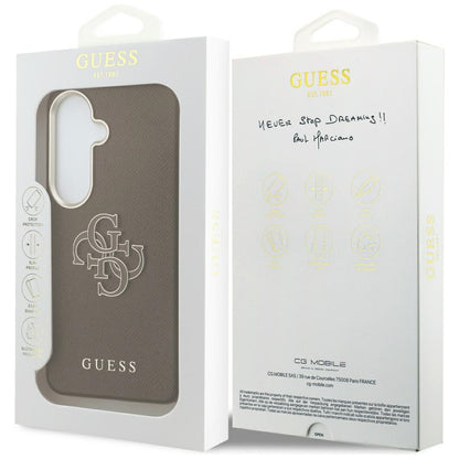 Coque pour Samsung Galaxy S26 Plus S947, Guess, 4G Grained Big and Classic Logo, Marron