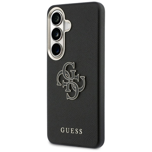 Hoes voor Samsung Galaxy S26 Plus S947, Guess, 4G Gegranuleerd Groot en Klassiek Logo, Zwart
