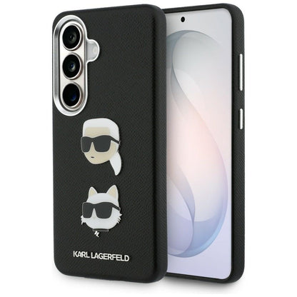 Hoes voor Samsung Galaxy S26 Plus S947, Karl Lagerfeld, Saffiano Karl & Choupette's Head Pin, Zwart