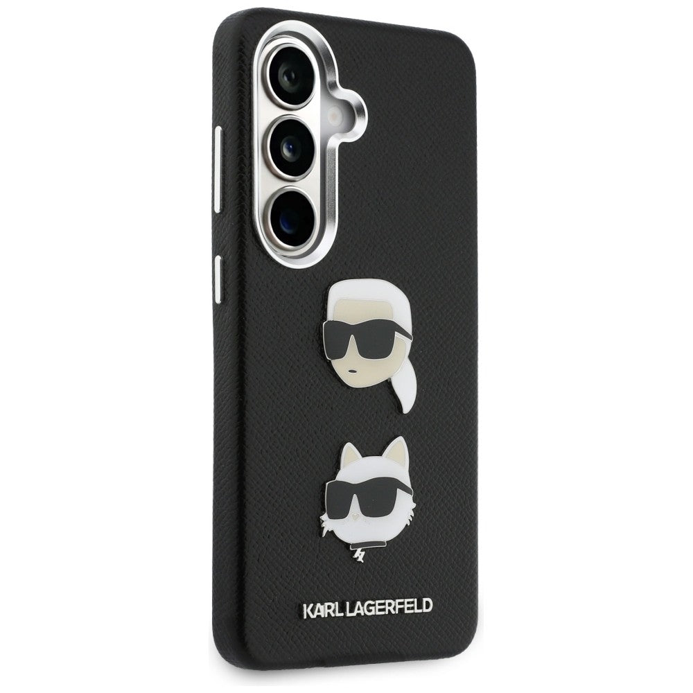 Hoes voor Samsung Galaxy S26 Plus S947, Karl Lagerfeld, Saffiano Karl & Choupette's Head Pin, Zwart