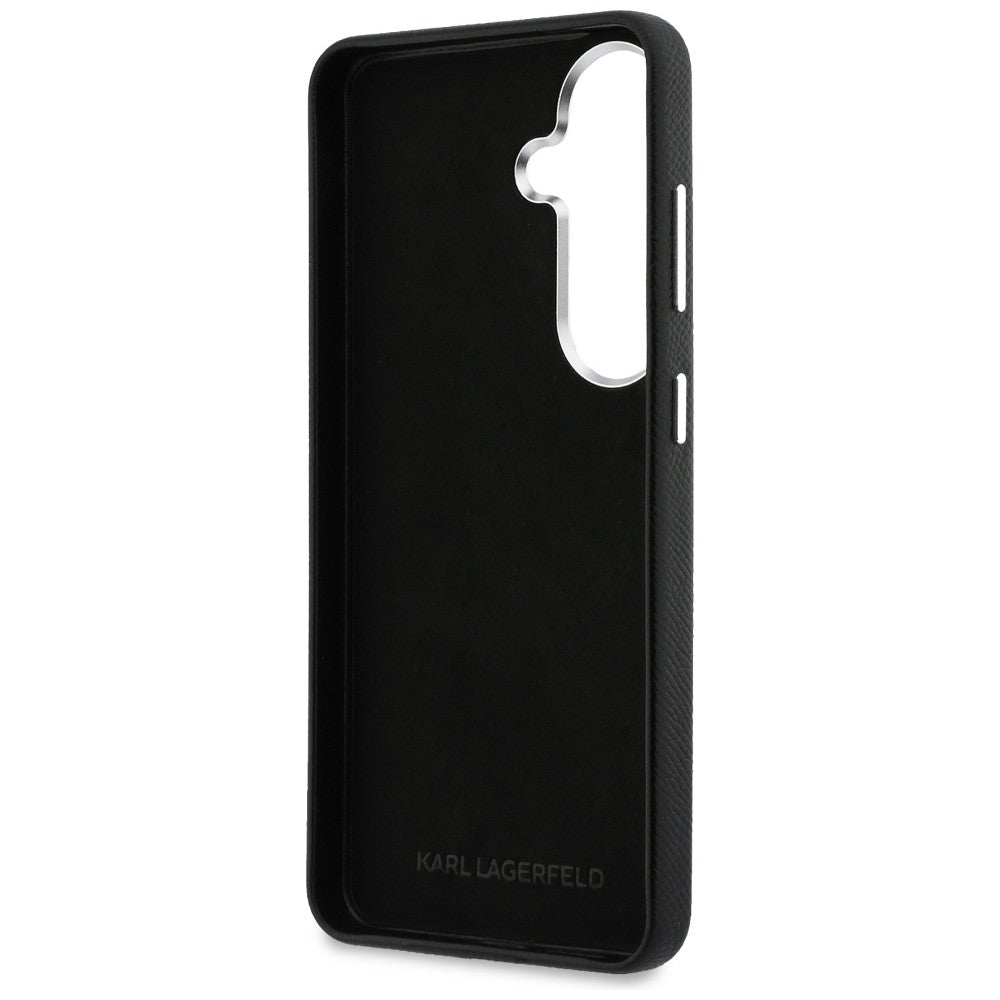 Hoes voor Samsung Galaxy S26 Plus S947, Karl Lagerfeld, Saffiano Karl & Choupette's Head Pin, Zwart