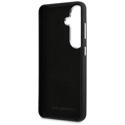 Hoes voor Samsung Galaxy S26 Plus S947, Karl Lagerfeld, Saffiano Karl & Choupette's Head Pin, Zwart